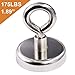 Super Strong Neodymium Fishing Magnets, 175 lbs(80 KG) Pulling Force Rare Earth Magnet with Eyebolt Diameter 1.89 inch(48 mm) for Retrieving in River and Magnetic Fishing