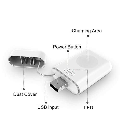 MQOUNY for Apple Watch Wireless Charger,Portable iWatch Charger Magnetic Wireless Charger 1000mAh Pocket Power Bank Compatible for Apple Watch Series 4 3 2 1 5 44mm 40mm 42mm 38mm (White)