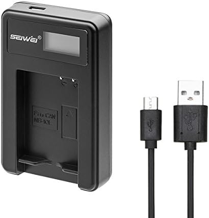 SEIWEI NB-10L NB10L USB Camera Battery Charger with Screen for Canon G15 G1X G16 SX50 SX40 G3X SX40HS SX50HS SX60HS (Black)