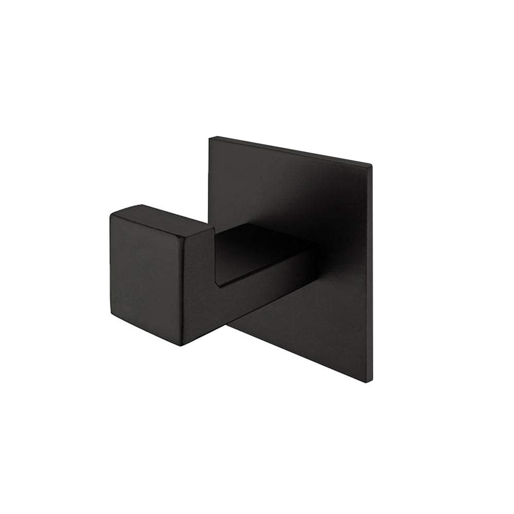 Melairy Self Adhesive 304 Stainless Steel Bathroom Square Towel Hook Matte Black Finish Coat hat Door Hook Hanger Bathroom Accessories,No Screw Need