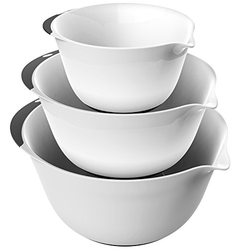 Vremi 3 Piece Plastic Mixing Bowl Set Nesting Mixing Bowl with Rubber