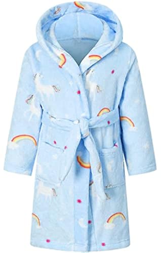 Boys Robe, Warm Long Sleeve Hooded Flannel Bath Robe Loungewear