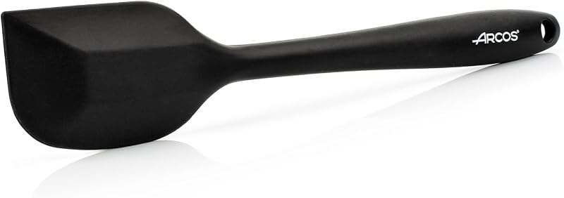 Espátula de silicone plana, retangular e flexível arcos 280 mm para virar, misturar e descolar alimentos na cozinha, língua de silicone profissional, preta