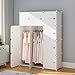 KOUSI Portable Closets Portable Clothes Closet Wardrobe Bedroom Armoire Dresser Bedroom Dresser Cube Storage Organizer, Capaciou Customizable, White, 6 Cubes 2 Hanging Clothes