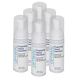 Alcohol Free Foaming Hand Sanitizer - Antibacterial and Moisturizing Hand Sanitizer that Kills 99.99% of Germs - Travel Size Hand Sanitizer 1.69 oz. Foam Pump Bottle (Pack of 6) - OPTIMAL