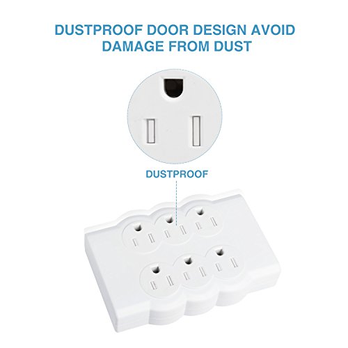 BULL Wall Mounted Electrical Outlet Surge Protector Power Strip White, Portable Mini Wall Tap Socket, UL Listed,200 Joules