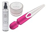 Original LuvZazu Z Wand Nyx Pink Waterproof Magic Wand Vibration Massager with Rechargeable Battery & Hitachi Motor - Personal Handheld Wand Massager. 10 Powerful 10X Speeds, 100% Silicone, Wireless, Cordless, Strong Motor for Neck & Shoulder - For Women, Men and Couples - 100% NO Questions, NO Hassle LIFETIME Guarantee - Holiday Valentines Day Special Includes Body Boudoir Pheromone Body Oil & Body Polish Pomegranate