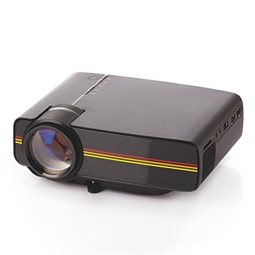 Tera 1200 Lumens LED Mini Video Projector Support 1080P with HDMI VGA USB SD Card Slot AV 3.5mm Audio Ideal for Home Cinema Theater Entertainment and Games Color Black