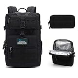 PRIMOCEAN Backpack 40L-50L, Insulated Cooler Bag, Hiking, Traveling, 17-inch Laptop, Camping, 3 in 1 Detachable, Waterproof, USB Port, Molle, Beach, Fishing, Hunting, Meal Prep Lunch Box (Black)