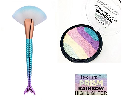 Unicorn Shimmering Highlighter with Mermaid Tail Brush