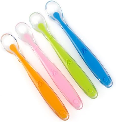 Baby Feeding Soft Silicone Spoons for Infant BPA Free 4 piece set by Loopa
