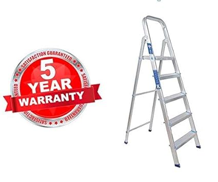 PlutoMax Kisha 4 Step Plus Platform Heavy Aluminium Folding Ladder (Colour May Vary)