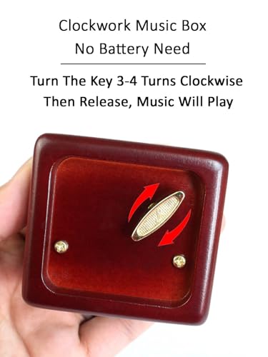Sinzyo Sailor Moon Music Box Vintage Wood Carved Wind Up Musical Box Gift For Christmas,Birthday,Valentine's Day(Wine Red Box)