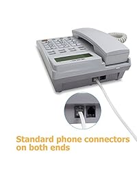 Cable alargador de línea de teléfono Uvital, cable alargador con conectores estándar RJ-11 6P4C (32.8 ft), color blanco