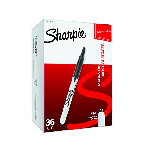 Cell Distributors Sharpie Retractable Permanent Markers, Fine Point, Black, 36 Count 1926876