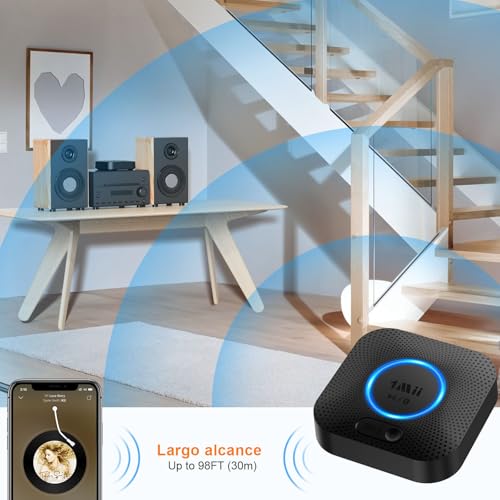 1Mii B06 Plus Receptor Bluetooth Audio, Adaptador de Inalámbrico Bluetooth 5.3, AUX de 3.5mm Jack y 2 RCA para Estéreo y Amplificador, 30m Largo Alcance, aptX HD, Sonido 3D Surround