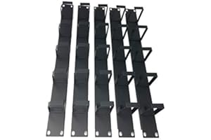 QiaoYoubang (5 Pack) 1U 5 D-Ring Cable Manager - 19 Inch Horizontal Rack Mount Metal Server Rack Wire Management
