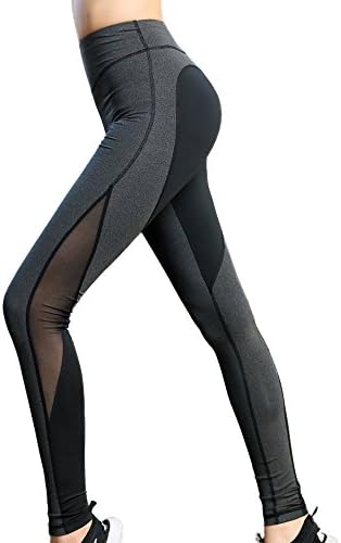 CNMUDONSI Tummy Control High Waisted Workout Leggings for WomenBlack Mesh Yoga Pants