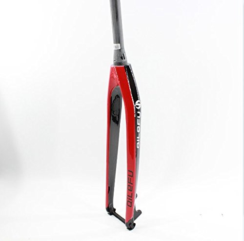 QILEFU 26/27.5/29" inch Mountain Bicycle Full Carbon Bike Front Fork disc Brake Tapered Tube MTB 26/27.5/29er (red, 26er)