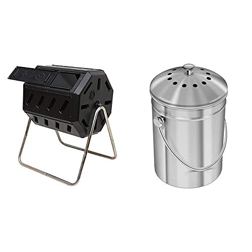 FCMP Outdoor IM4000 Tumbling Composter, 37 Gallon, Black & Utopia Kitchen Stainless Steel