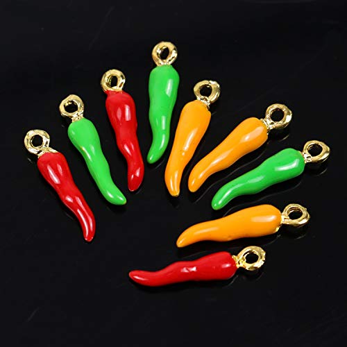 WEFOO 30 pcs Alloy Enamel Pepper Chili Pendants Beads DIY for Necklace Bracelet Jewelry Making