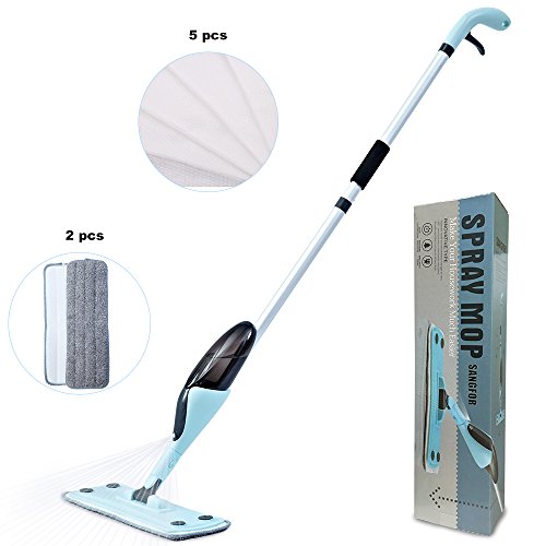 Microfiber Hardwood Floor Spray Mop 360 Degree Professional Spray Mop for House Kitchen Hardwood Ceramic Floor Includes: 2 Reusable Microfiber Pads, 5 Nonwovens