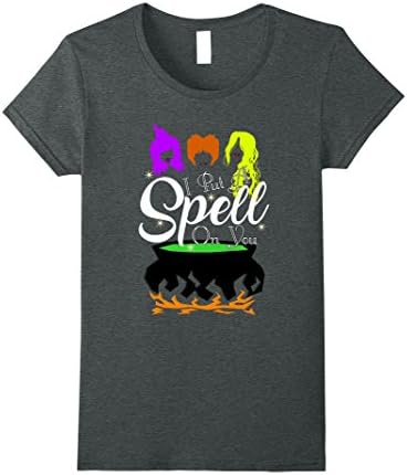 Womens I Put A Spell On You Halloween Shirt for Women Large Dark Heather