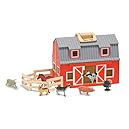 Melissa & Doug Fold and Go Wooden Barn With 7 Animal Play Figures