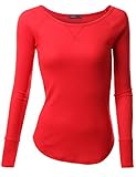 Doublju Womens Long Sleeve Round Neck Raglan Thermal Top