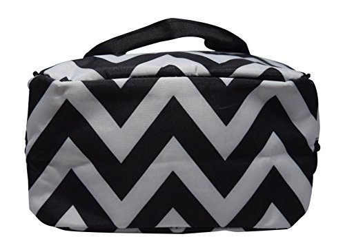 9 In Small Reusable Zippered Top Insulated Lunch Bag (Black Chevron) - Thumbnail 2