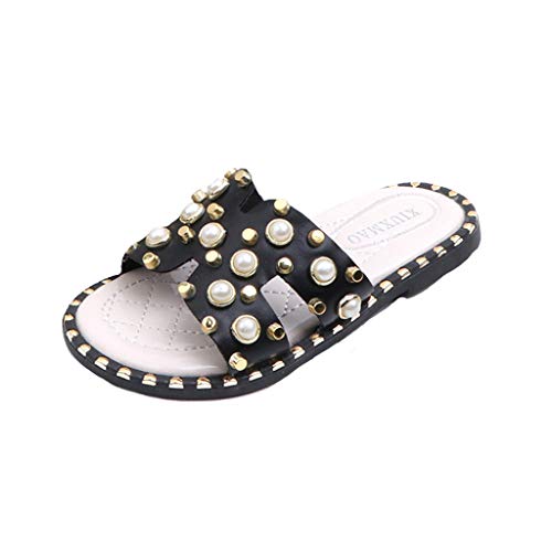 Joyance Summer Baby Girl Pearl Fish Mouth Slippers Fashion Sandals Beach Shoes Black - Thumbnail 7