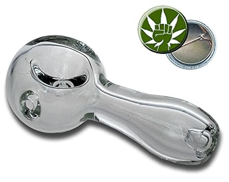 Black Leaf Glaspfeife transparent 80mm Kickloch Purpfeife 25mm - Glas Spoon Pfeife (klar)