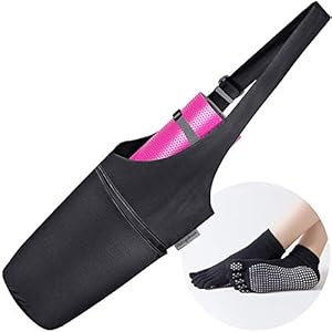 TheYogaBreak Yoga Mat Bag Carrier for Women and Men, Adjustable Strap, 4 Pockets, Socks Bundle – Good for Fitness & Gym, Great as a Gift