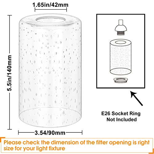4 Pack Clear Bubble Glass Shade, FANDBO Cylinder Clear Seeded Glass