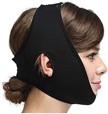 Larrycard Chin Strap for Women Anti Snoring Chin Straps V Face Shaper Mask Face Lifting Slimmer Chin Lift Facial Compression (S, Black)