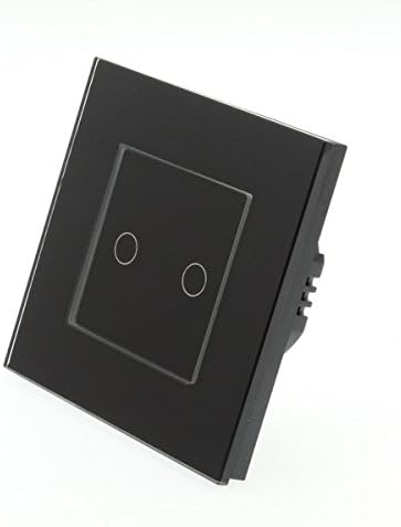 I LumoS Black Glass Frame 2 Gang 1 Way WIFI/4G Remote & Dimmer Touch LED Light Switch