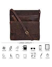 Bolso de piel para mujer con cruz cruzada en el hombro.