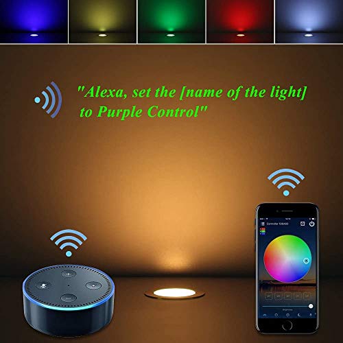 10er RGB LED Bodeneinbauleuchten Aussen WIFI DC12V Ø45mm IP67 Wasserdicht Einbauspots LED Terrasse Einbaustrahler… – Bild 3