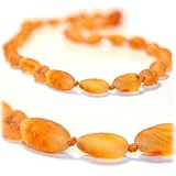 The Art of Cure Baltic Amber Teething Necklace (Unisex) (RAW HONEY BEAN) - 100% Authentic Certificated Baltic Jewelry with the Highest Quality Guaranteed