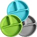 WeeSprout Silicone Plates for Babies & Toddlers (3 Pack) 100% Food-Grade Dishes for Self Feeding, Divided Design & Raised Edges for Picky Eaters, Dishwasher & Microwave Safe Weaning Supplies