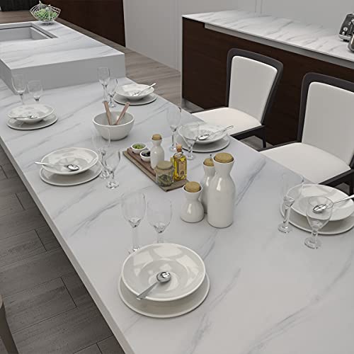 TOTIO Marble Wallpaper Marble Marble Smooth Gloss Thickened 40 cm x 9 m Self-Adhesive Paper for Countertop White Adhesive Film Waterproof Vinyl Wall Sticker Furniture Sticker