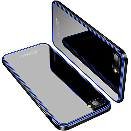 iPhone Plus/iPhone Plus Bumper Case,MOBYFL Slim Metal Frame Full  Protection] Tempered Glass Back [Shockproof Anti-Scratch Hard Case for  Apple