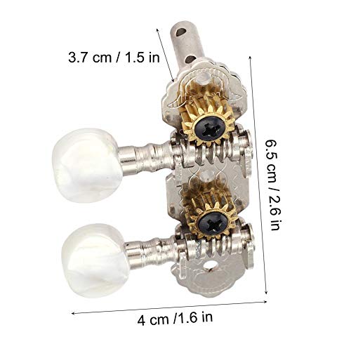 Tuning Pegs,2L 2R Ukulele Bass Tuning Pegs Sliver Classical Ukulele Tuning Pegs White Pearl Style Round Button Machine Heads - Thumbnail 5