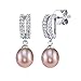 THE PEARL SOURCE 8-9mm Genuine Pink Freshwater Cultured Pearl & Cubic Zirconia Blake Earrings for Women