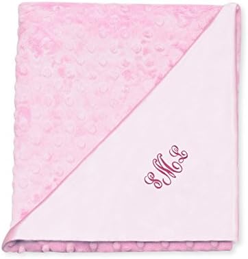 Princess Linens Deluxe Plush Receiving Blanket, Pink Print, No Personalization