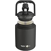 Asobu Puramic™ Mini Stainless Steel Double Walled Vacuum Insulated 33 Ounce Jug With Full Hand Easy Carry Handle and Pop Up Straw (Black)
