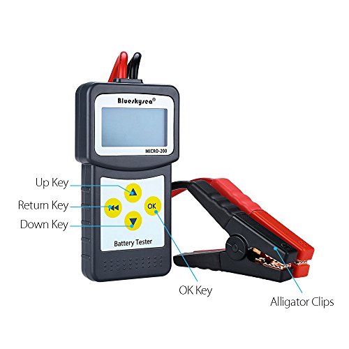 Blueskysea MICRO-200 12V Car Battery Tester Vehicle Digital Analyzer Automotive Alternator Tester Diagnostic Tool Bad Cell Test Tool w/Printing Function EFB/AGM/GEL CCA100-2000, 30-200Ah