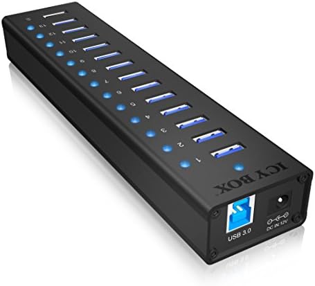 Icy Box 13 Port USB 3.0 Hub with USB charge port, Black