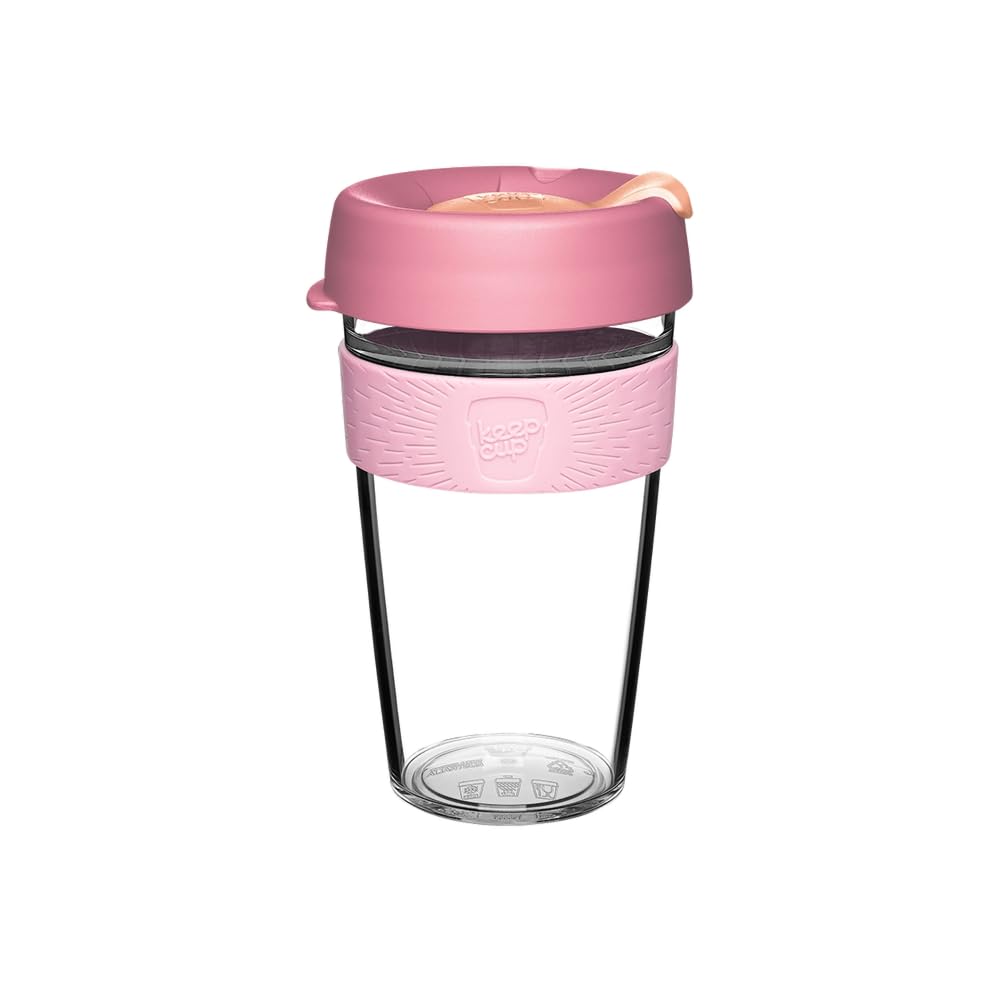 KeepCup Original, Lightweight Plastic Reusable Coffee Cup with Splashproof Sipper Lid - 16oz/454ml - Peaches