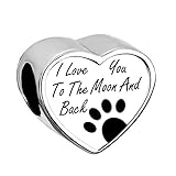 Pugster Heart Charms I Love You To The Moon&back Dog Paw Prints Jewelry Charms Bead Fit Pandora Charm Bracelet